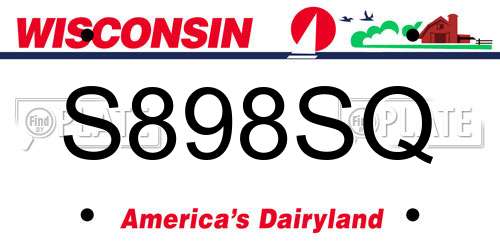 S898SQ Wisconsin License Plate