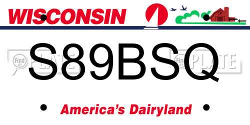 S89BSQ Wisconsin License Plate