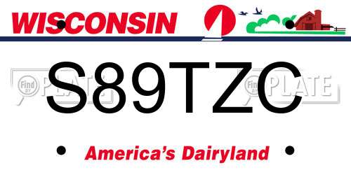 S89TZC Wisconsin License Plate