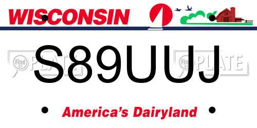 S89UUJ Wisconsin License Plate