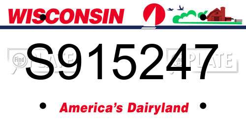S915247 Wisconsin License Plate