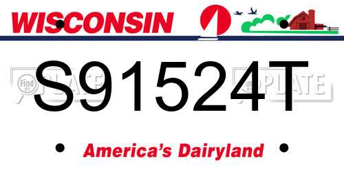S91524T Wisconsin License Plate