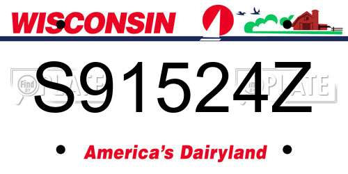 S91524Z Wisconsin License Plate