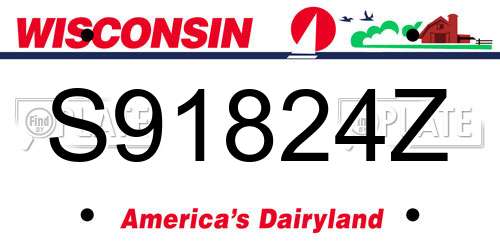 S91824Z Wisconsin License Plate