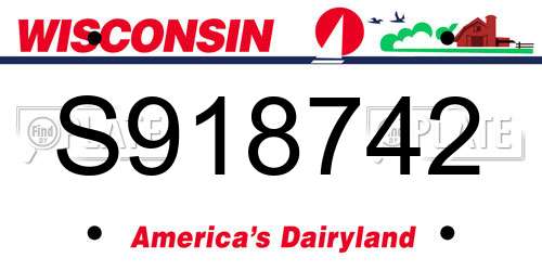 S918742 Wisconsin License Plate