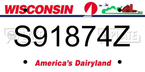 S91874Z Wisconsin License Plate