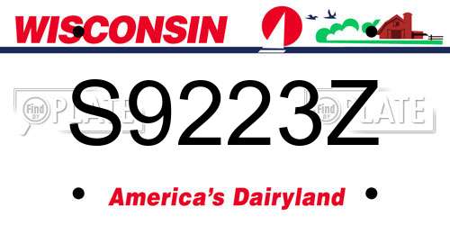 S9223Z Wisconsin License Plate