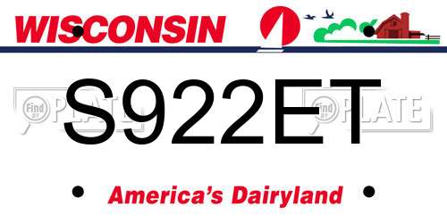 S922ET Wisconsin License Plate