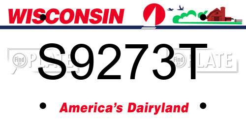 S9273T Wisconsin License Plate