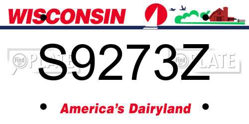S9273Z Wisconsin License Plate