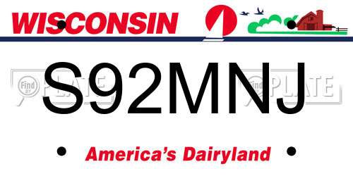 S92MNJ Wisconsin License Plate