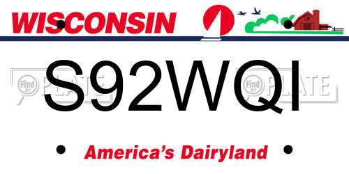 S92WQI Wisconsin License Plate