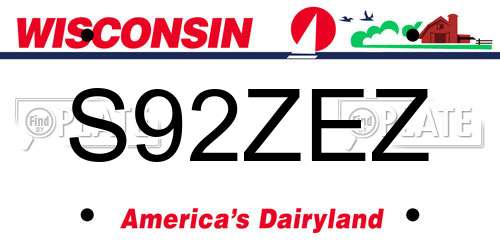 S92ZEZ Wisconsin License Plate