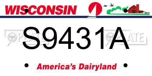 S9431A Wisconsin License Plate