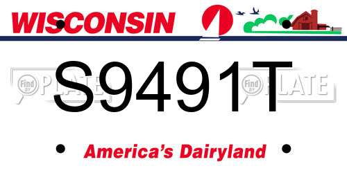 S9491T Wisconsin License Plate