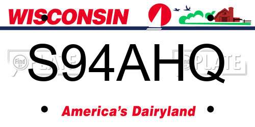 S94AHQ Wisconsin License Plate