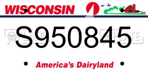 S950845 Wisconsin License Plate