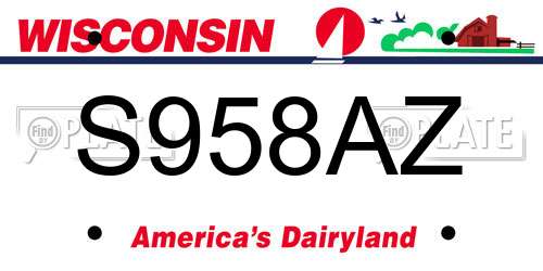 S958AZ Wisconsin License Plate