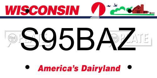 S95BAZ Wisconsin License Plate