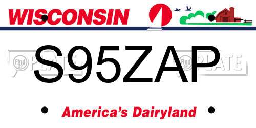 S95ZAP Wisconsin License Plate