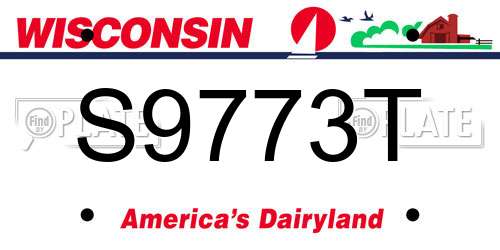 S9773T Wisconsin License Plate