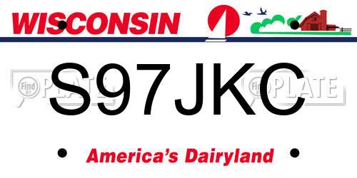 S97JKC Wisconsin License Plate