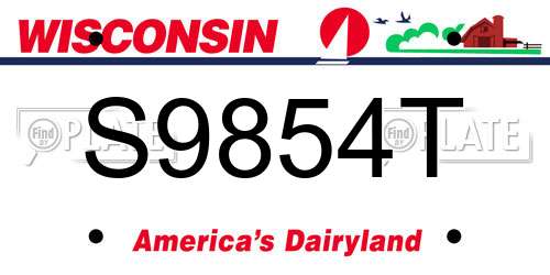 S9854T Wisconsin License Plate