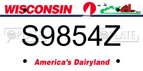 S9854Z Wisconsin License Plate