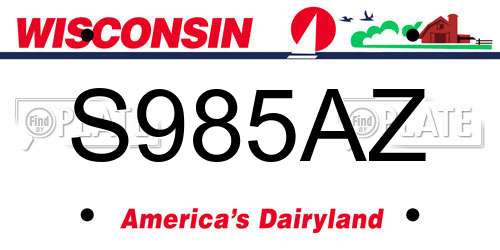 S985AZ Wisconsin License Plate