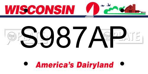 S987AP Wisconsin License Plate
