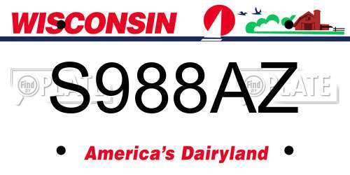 S988AZ Wisconsin License Plate