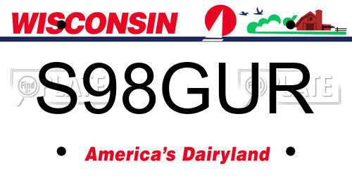 S98GUR Wisconsin License Plate