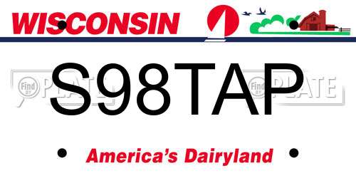 S98TAP Wisconsin License Plate