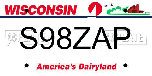 S98ZAP Wisconsin License Plate