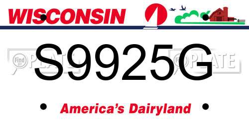 S9925G Wisconsin License Plate