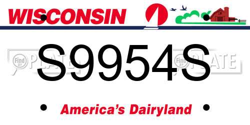 S9954S Wisconsin License Plate