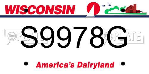 S9978G Wisconsin License Plate