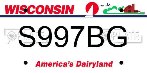 S997BG Wisconsin License Plate