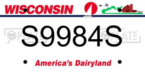 S9984S Wisconsin License Plate