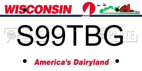 S99TBG Wisconsin License Plate