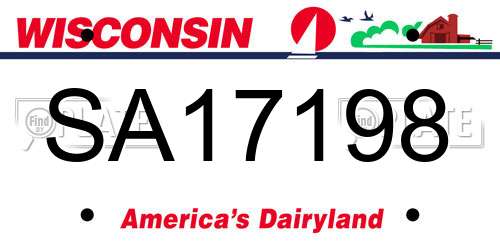 SA17198 Wisconsin License Plate