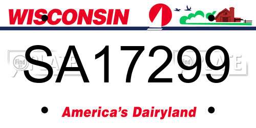 SA17299 Wisconsin License Plate