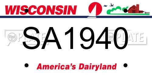 SA1940 Wisconsin License Plate