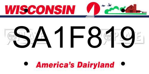 SA1F819 Wisconsin License Plate