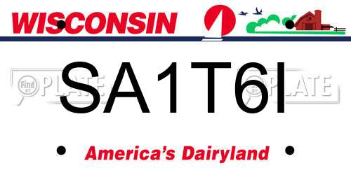 SA1T6I Wisconsin License Plate