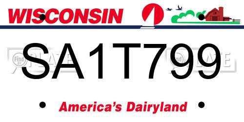 SA1T799 Wisconsin License Plate
