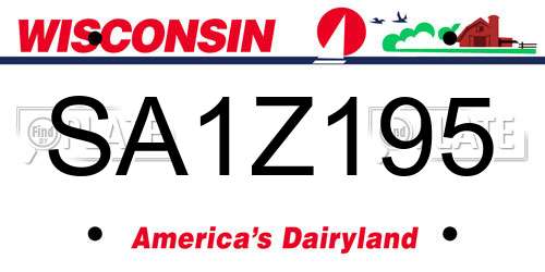 SA1Z195 Wisconsin License Plate