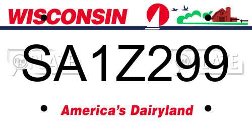 SA1Z299 Wisconsin License Plate