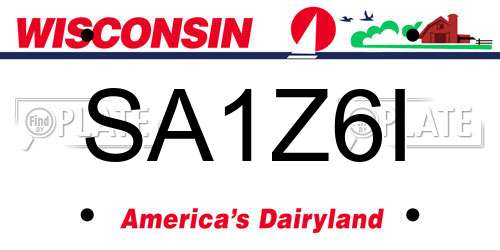 SA1Z6I Wisconsin License Plate