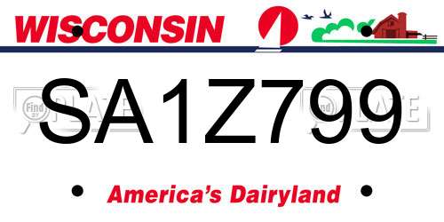 SA1Z799 Wisconsin License Plate